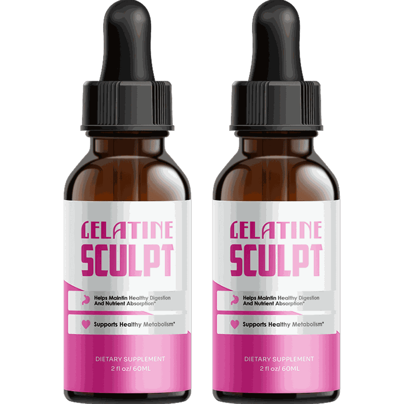 Gelatine Sculpt 2 Bottle Supplement Display for Natural Metabolic and Weight Support